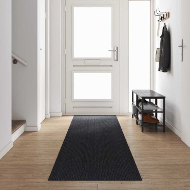 vidaXL Δερμάτινο Χαλί Ανθρακί 80x500cm ύφασμα