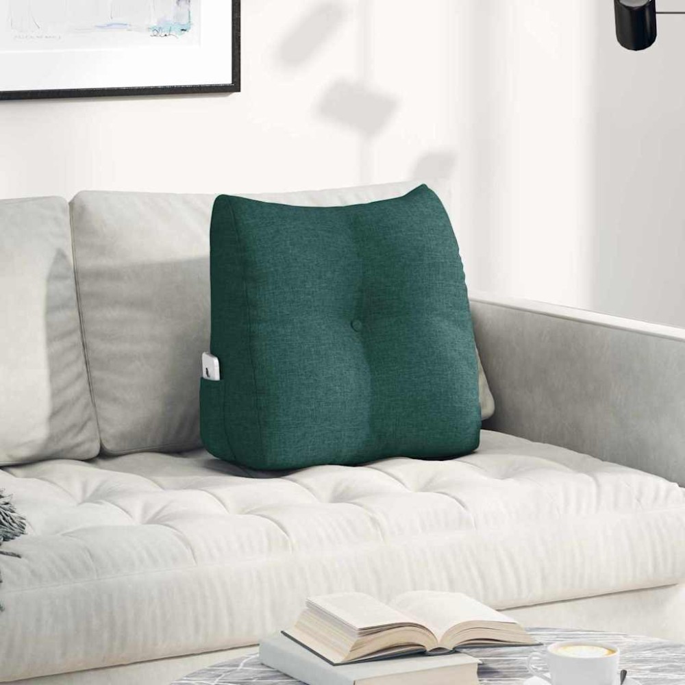 vidaXL Μαξιλάρι Πλάτης Σκούρο Πράσινο 45 x 24 x 50 εκ ύφασμα