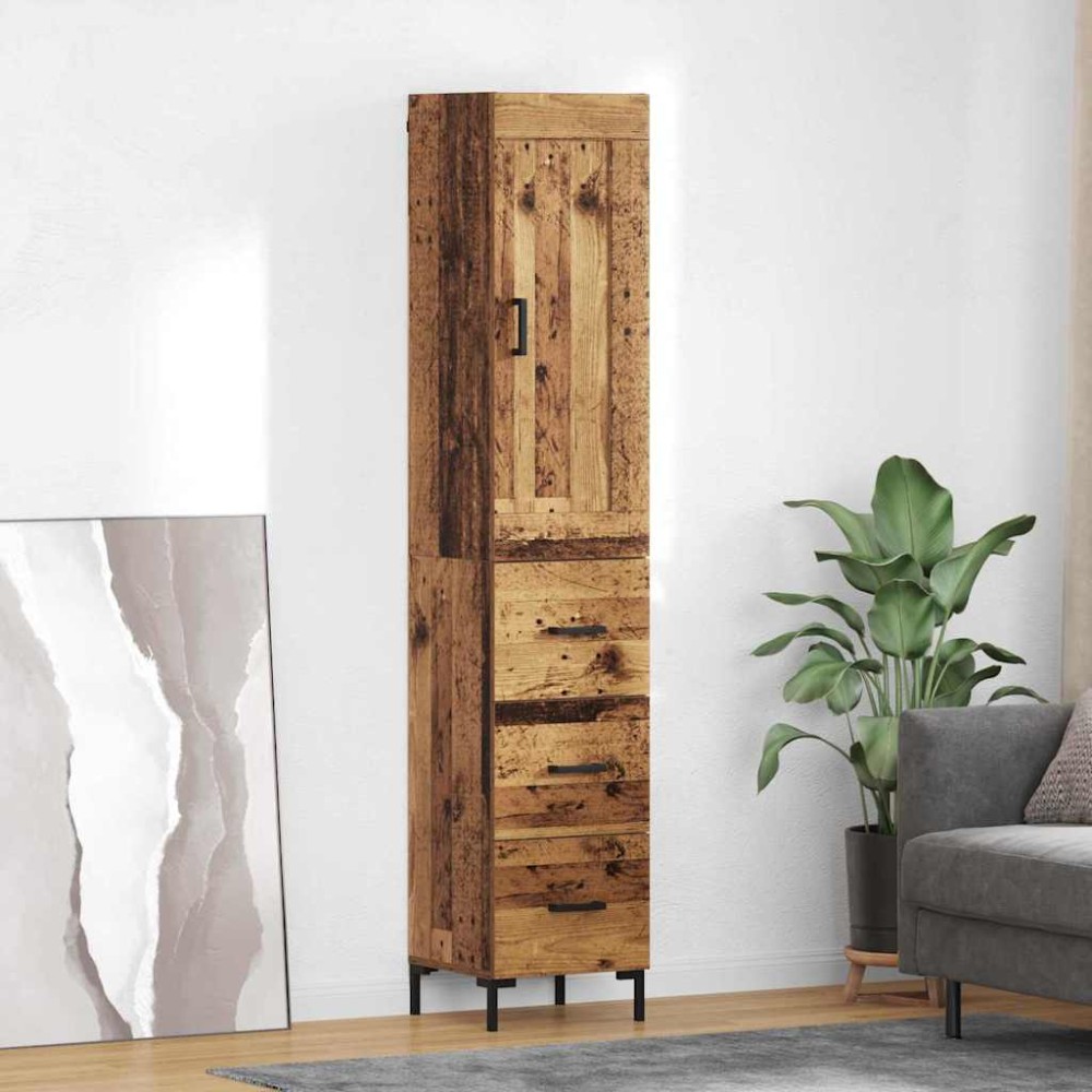 vidaXL Highboard Παλιό Ξύλο 34,5x34x180cm Επεξεργασμένο Ξύλο 1 τεμ.