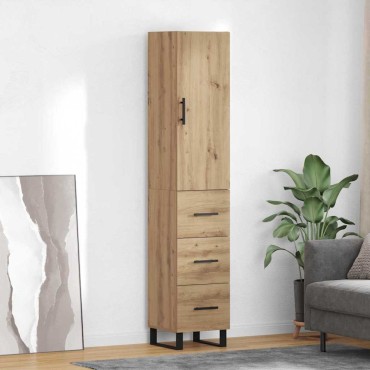 vidaXL Highboard Artisan Oak 34,5x34x180cm Επεξεργασμένο Ξύλο 1 τεμ.