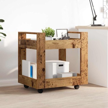 vidaXL Τροχήλατο Γραφείο Παλιό Ξύλο 60x45x60cm Επεξεργασμένο Ξύλο