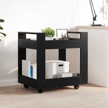 vidaXL Τροχήλατο Γραφείο Μαύρη Οξυά 60x45x60cm Επεξεργασμένο Ξύλο