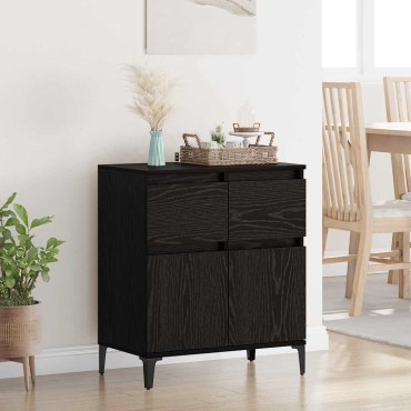 vidaXL Πλαϊνό γραφείο με συρτάρι Μαύρη Οξυά 60x35x70cm 1 τεμ.
