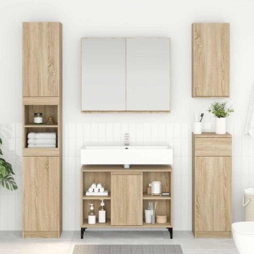 vidaXL Ντουλάπι νιπτήρα με ράφι με πόρτα Δρύς Sonoma 80x33x60 εκ 1 τεμ.