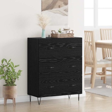 vidaXL Πλαϊνό γραφείο με συρτάρι Μαύρη Οξυά 69,5x34x90cm 1 τεμ.