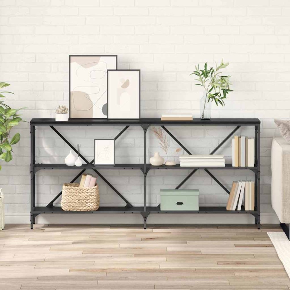 vidaXL Τραπέζι κονσόλας Μαύρη Οξυά 160x30x75cm Επεξεργασμένο Ξύλο 1 τεμ.