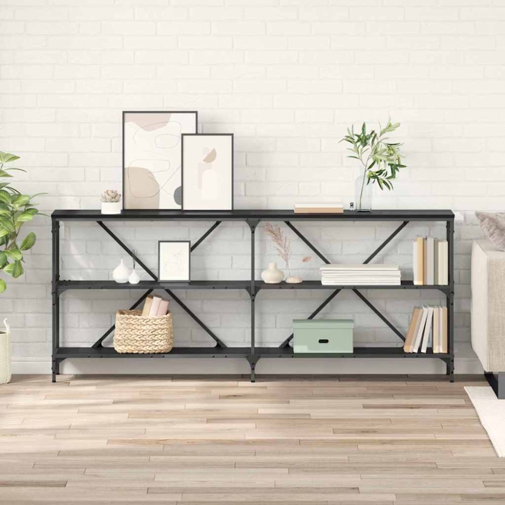 vidaXL Τραπέζι κονσόλας Μαύρη Οξυά 180x30x75cm Επεξεργασμένο Ξύλο 1 τεμ.