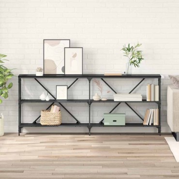 vidaXL Τραπέζι κονσόλας Μαύρη Οξυά 180x30x75cm Επεξεργασμένο Ξύλο 1 τεμ.