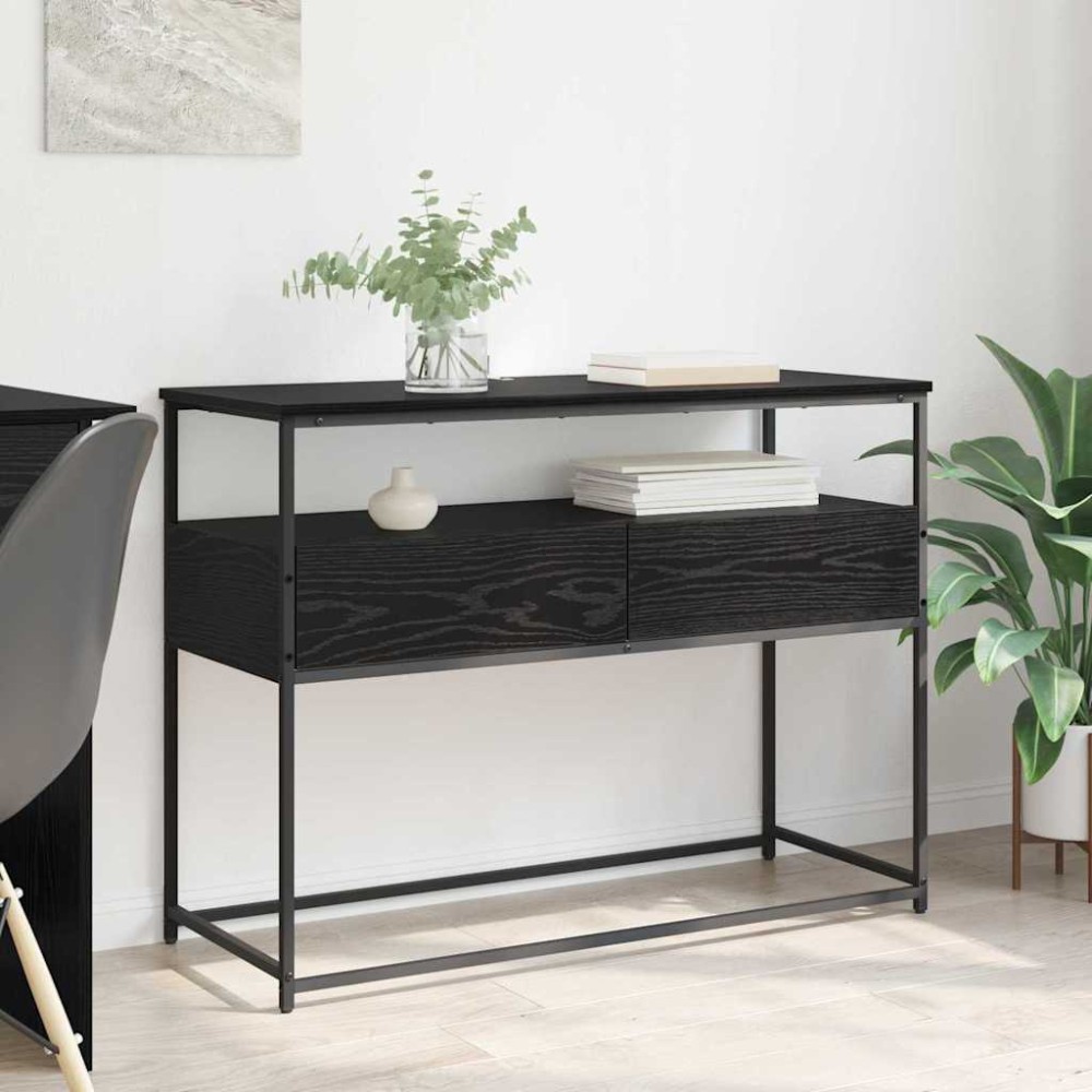 vidaXL Τραπέζι κονσόλας Μαύρη Οξυά 100x40x75cm Επεξεργασμένο Ξύλο 1 τεμ.