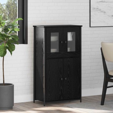 vidaXL Highboard Μαύρη Οξυά 62x32x106,5cm Επεξεργασμένο Ξύλο 1 τεμ.
