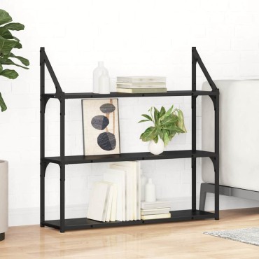 vidaXL Ράφι Τοίχου Επιτοίχιο Μαύρη Οξυά 80x21x78,5cm 1 τεμ.