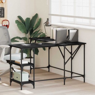 vidaXL Γραφείο Μαύρη Οξυά 139x139x75cm Επεξεργασμένο Ξύλο 1 τεμ.