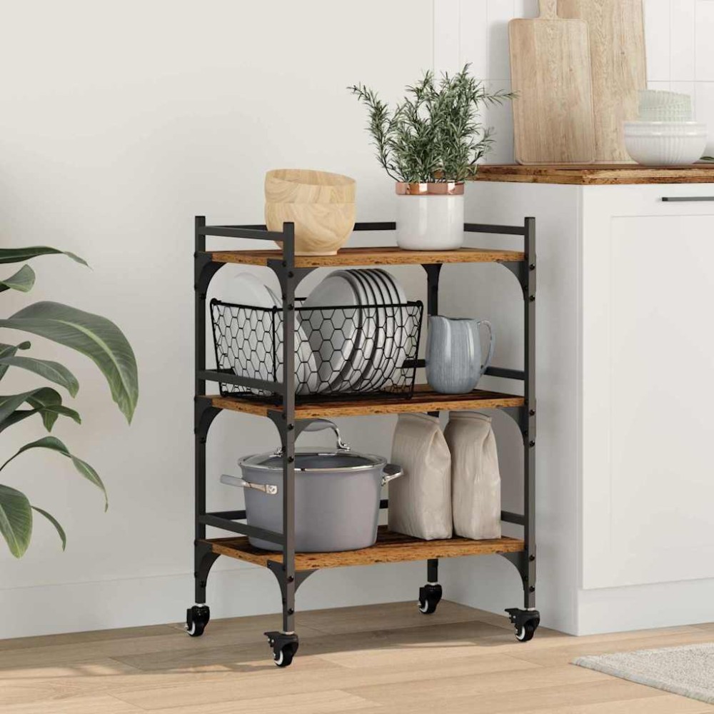 vidaXL Καρότσι Κουζίνας Παλιό Ξύλο 50x35x75.5 εκ