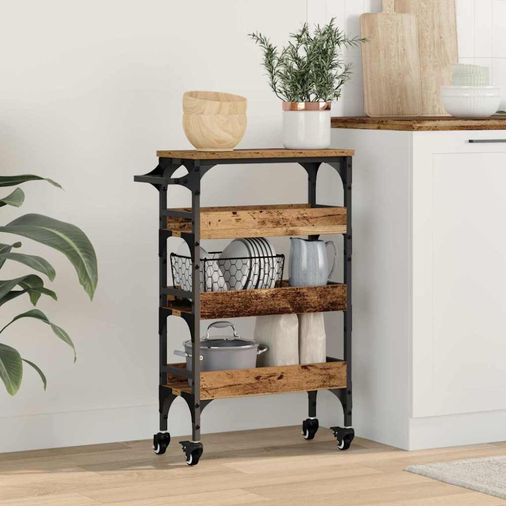 vidaXL Καρότσι Κουζίνας Παλιό Ξύλο 53x20x76cm Επεξεργασμένο Ξύλο