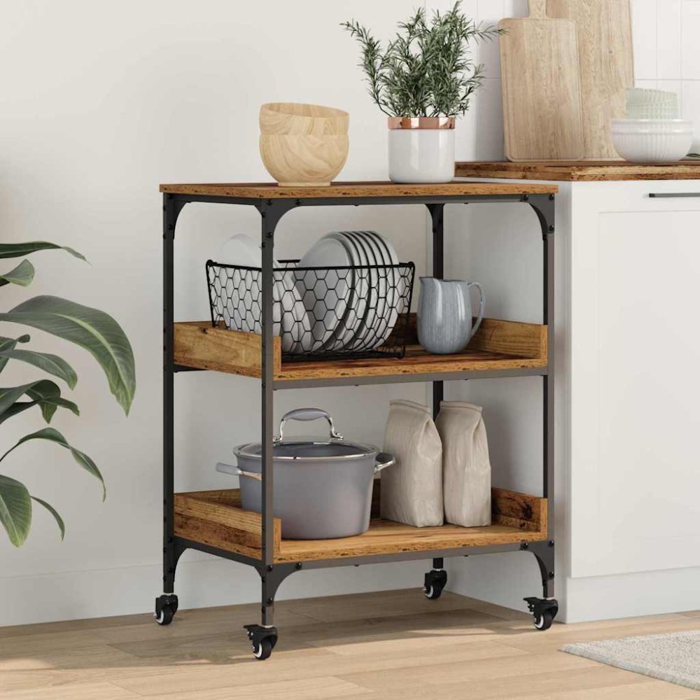 vidaXL Καρότσι Κουζίνας Παλιό Ξύλο 60x41x80.5cm