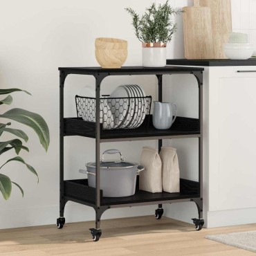 vidaXL Καρότσι Κουζίνας Μαύρη Οξυά 60x41x80.5cm