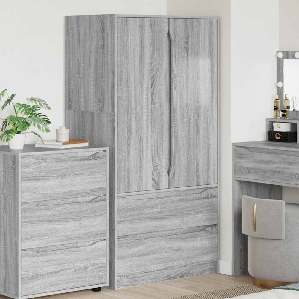 vidaXL Ντουλάπι με συρτάρι με πόρτα Γκρι Σονομά 79,5x49x156 εκ