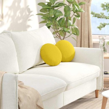 vidaXL Μαξιλάρια καθισμάτων 2 τμχ. Ύφασμα Απαλό Κίτρινο 30x13 εκ
