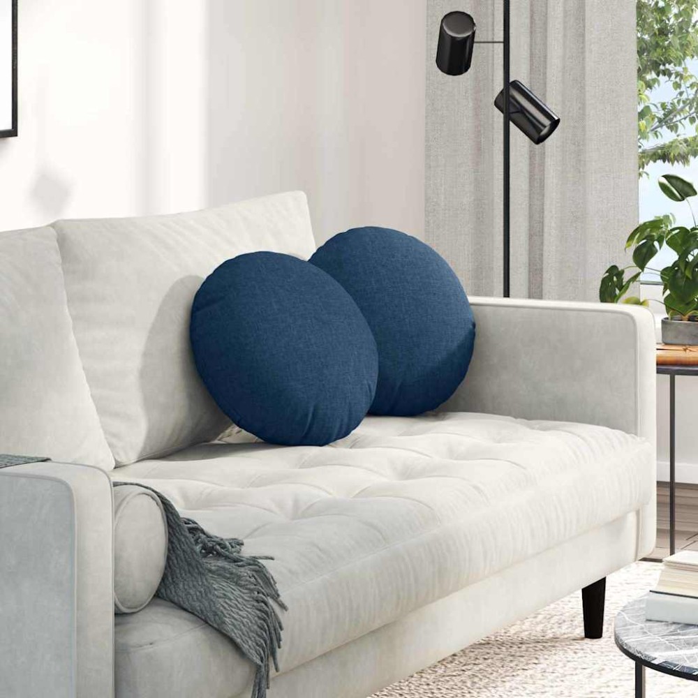 vidaXL Μαξιλάρια καθισμάτων 2 τμχ. ύφασμα Μπλε 40x13 εκ