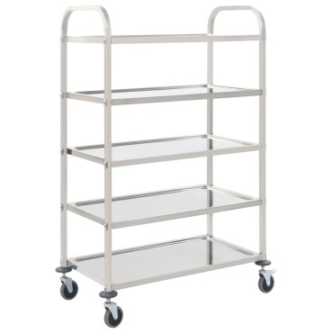 vidaXL Τρόλεϊ Κουζίνας με 5 Ράφια 107x55x147cm από Ανοξείδωτο Ατσάλι 1 τεμ.