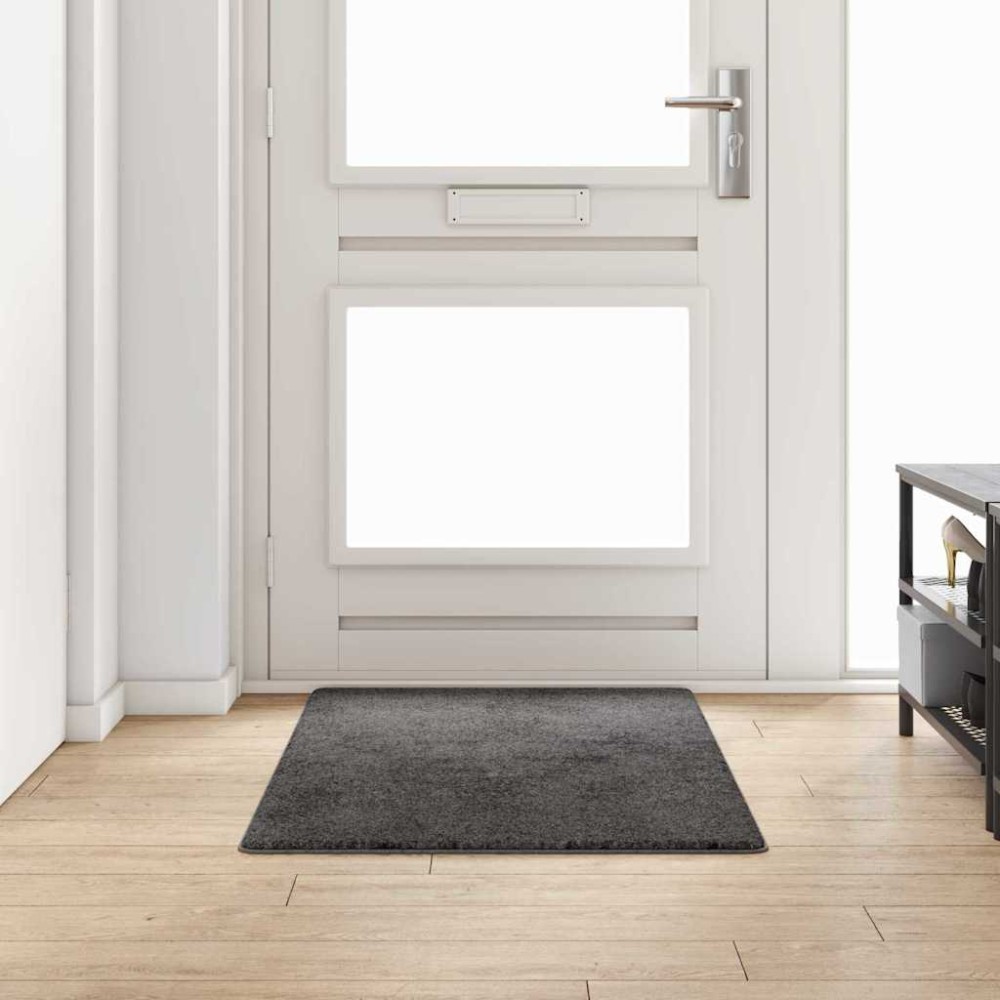 vidaXL Δερμάτινο Χαλί Γκρι 80x150cm 100% Πολυπροπυλένιο Τούφτα