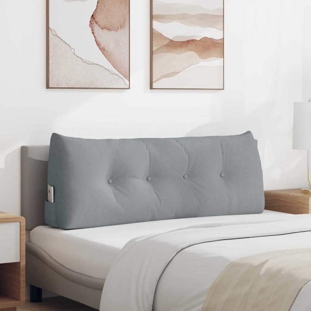 vidaXL Μαξιλάρι Πλάτης Ανοιχτό γκρι 120 x 24 x 50 εκ ύφασμα