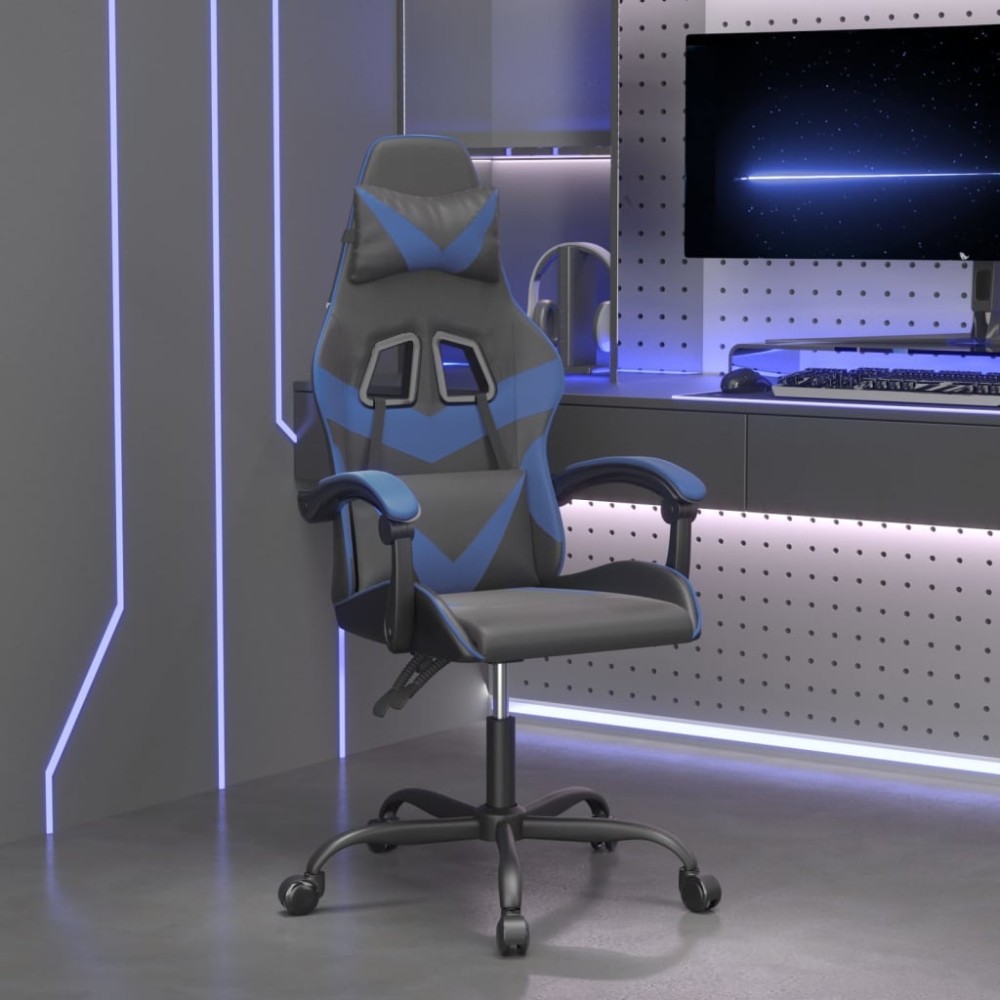 vidaXL Καρέκλα Gaming Μαύρο/Μπλε από Συνθετικό Δέρμα 57,5x59,5x(121-131)cm 1 τεμ. vidaXL Καρέκλα Gaming Μαύρο/Μπλε από Συνθετικό Δέρμα 57,5x59,5x(121-131)cm 1 τεμ.