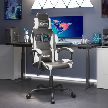 vidaXL Καρέκλα Gaming Μαύρο/Λευκό από Συνθετικό Δέρμα 57,5x59,5x(121-131)cm 1 τεμ.