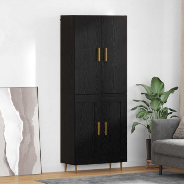 vidaXL Highboard Μαύρη Οξυά 69,5x34x180cm Επεξεργασμένο Ξύλο 1 τεμ.