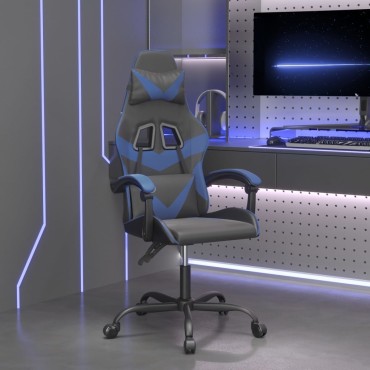 vidaXL Καρέκλα Gaming Περιστρεφόμενη Μαύρη & Μπλε από Συνθετικό Δέρμα 57,5x59,5x(121-131)cm 1 τεμ.