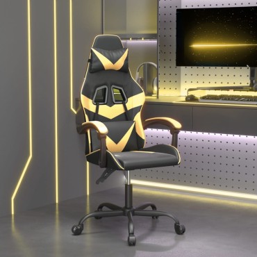 vidaXL Καρέκλα Gaming Περιστρεφόμενη Μαύρη/Χρυσή από Συνθετικό Δέρμα 57,5x59,5x(121-131)cm 1 τεμ.