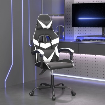 vidaXL Καρέκλα Gaming Περιστρεφόμενη Μαύρη/Λευκή από Συνθετικό Δέρμα 57,5x59,5x(121-131)cm 1 τεμ.