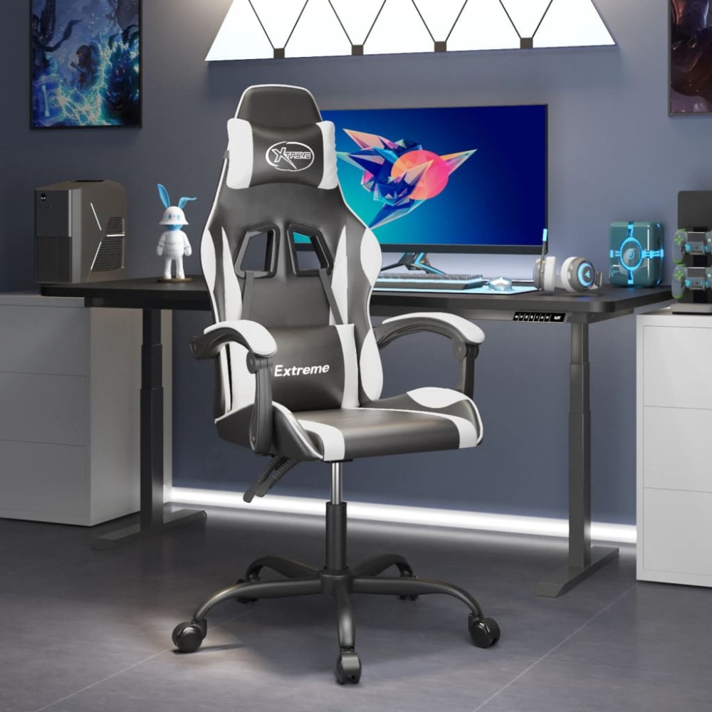 vidaXL Καρέκλα Gaming Περιστρεφόμενη Μαύρη/Λευκή από Συνθετικό Δέρμα 57,5x59,5x(121-131)cm 1 τεμ. vidaXL Καρέκλα Gaming Περιστρεφόμενη Μαύρη/Λευκή από Συνθετικό Δέρμα 57,5x59,5x(121-131)cm 1 τεμ.