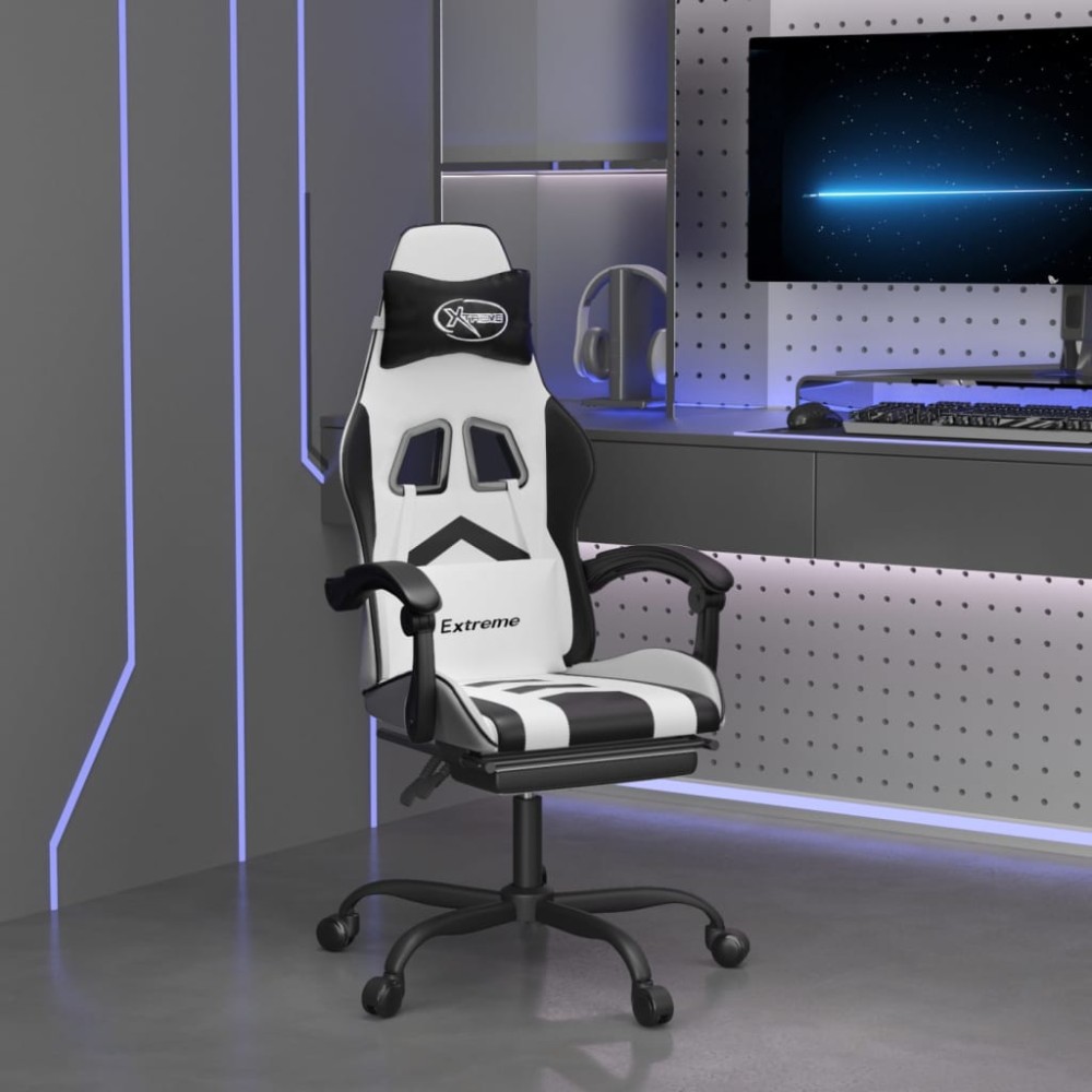vidaXL Καρέκλα Gaming Περιστρ.Υποπόδιο Λευκό&Μαύρο Συνθετικό Δέρμα 57,5x59,5x(121-131)cm 1 τεμ. vidaXL Καρέκλα Gaming Περιστρ.Υποπόδιο Λευκό&Μαύρο Συνθετικό Δέρμα 57,5x59,5x(121-131)cm 1 τεμ.