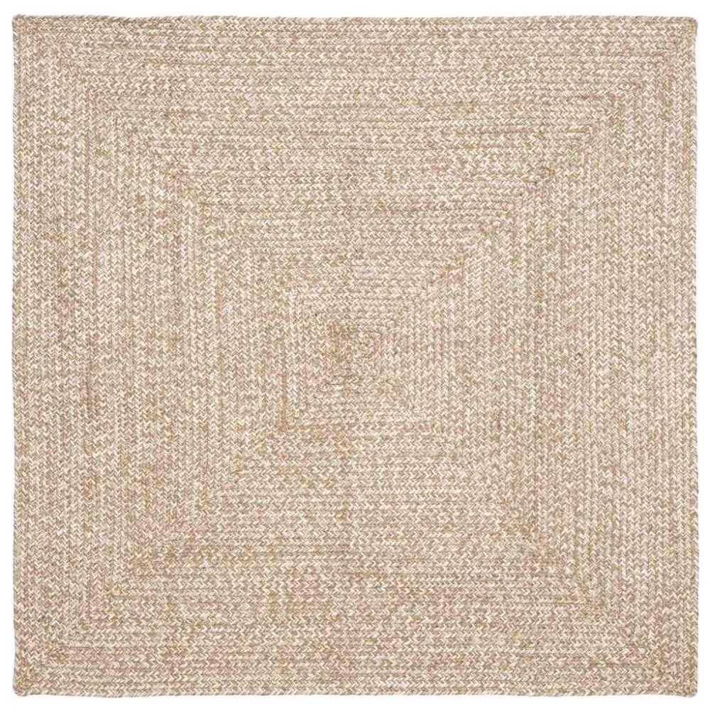 vidaXL Χαλιά χώρου Φυσικό και Λευκό 120x120cm Γιούτα
