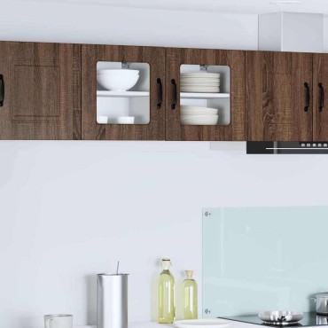 vidaXL Ντουλάπι τοίχου από γυαλί PORTO Καφέ δρυς 40x31x40cm 1 τεμ.