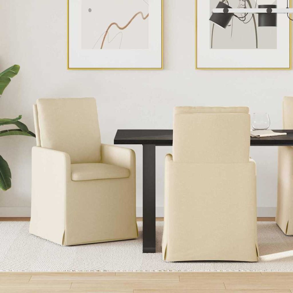 vidaXL Καρέκλες φαγητού 2 τεμ. ύφασμα Κρεμ 57x67x98 εκ