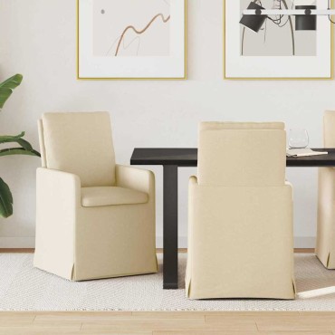 vidaXL Καρέκλες φαγητού 2 τεμ. ύφασμα Κρεμ 57x67x98 εκ