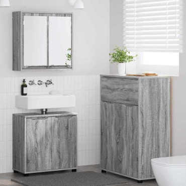 vidaXL Σετ Επίπλων Μπάνιου 3 τεμ. Γκρίζο Σονομα 72,5x36,5x100 εκ