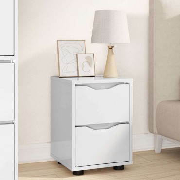 vidaXL Κομοδίνο Υψηλής γυαλάδας λευκό 30,5x30x43 εκ 1 τεμ.