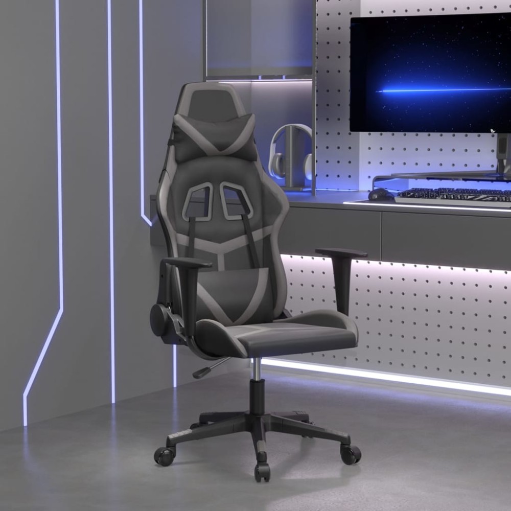 vidaXL Καρέκλα Gaming Μαύρο/Γκρι από Συνθετικό Δέρμα 67x64x(116-127)cm 1 τεμ. vidaXL Καρέκλα Gaming Μαύρο/Γκρι από Συνθετικό Δέρμα 67x64x(116-127)cm 1 τεμ.