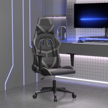 vidaXL Καρέκλα Gaming Μαύρο/Γκρι από Συνθετικό Δέρμα 67x64x(116-127)cm 1 τεμ.