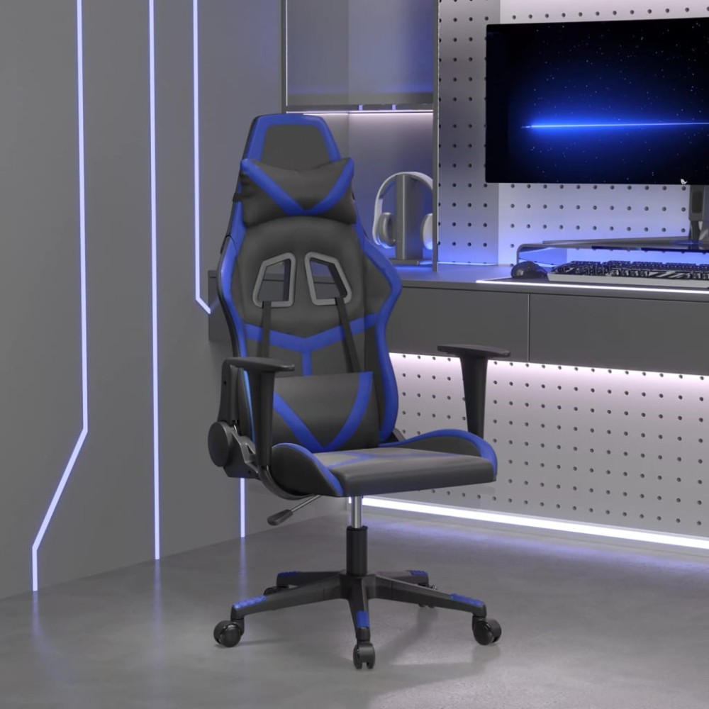 vidaXL Καρέκλα Gaming Μασάζ Μαύρο/Μπλε από Συνθετικό Δέρμα 66,5x61x(118-127,5)cm 1 τεμ. vidaXL Καρέκλα Gaming Μασάζ Μαύρο/Μπλε από Συνθετικό Δέρμα 66,5x61x(118-127,5)cm 1 τεμ.