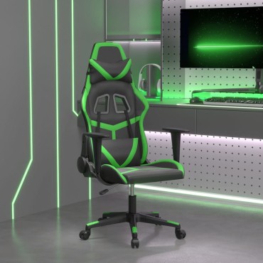 vidaXL Καρέκλα Gaming Μασάζ Μαύρο/Πράσινο από Συνθετικό Δέρμα 66,5x61x(118-127,5)cm 1 τεμ.