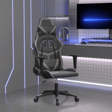 vidaXL Καρέκλα Gaming Μασάζ Μαύρο/Γκρι από Συνθετικό Δέρμα 66,5x61x(118-127,5)cm 1 τεμ.