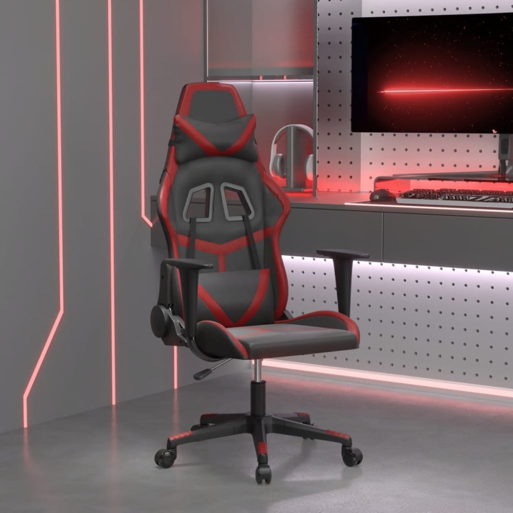 vidaXL Καρέκλα Gaming Μασάζ Μαύρο/μπορντό από Συνθετικό Δέρμα 66,5x61x(118-127,5)cm 1 τεμ. vidaXL Καρέκλα Gaming Μασάζ Μαύρο/μπορντό από Συνθετικό Δέρμα 66,5x61x(118-127,5)cm 1 τεμ.