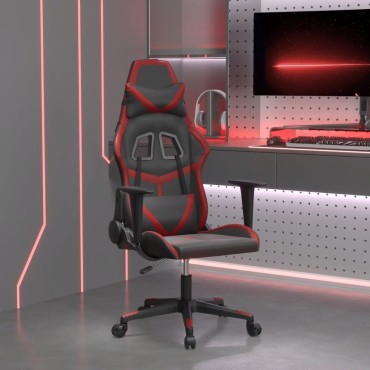 vidaXL Καρέκλα Gaming Μασάζ Μαύρο/μπορντό από Συνθετικό Δέρμα 66,5x61x(118-127,5)cm 1 τεμ.