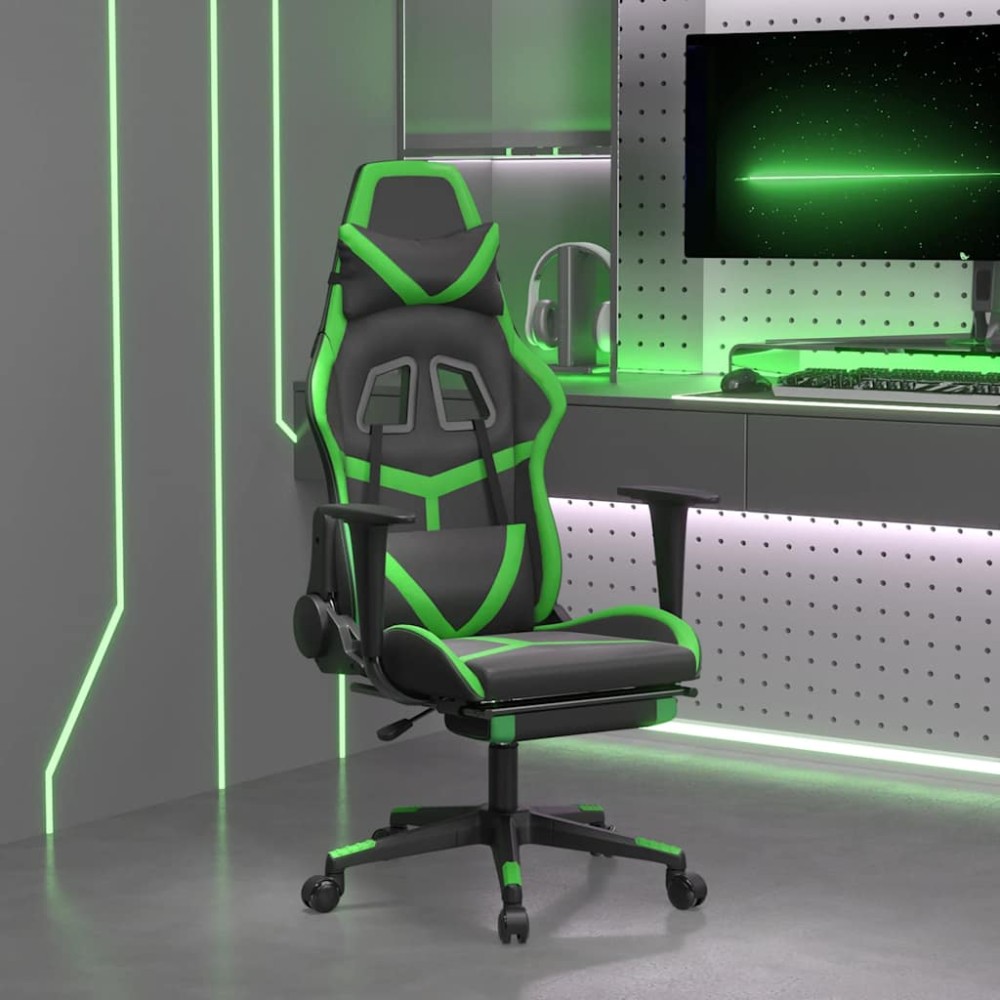 vidaXL Καρέκλα Gaming Μασάζ Υποπόδιο Μαύρο/Πράσινο από Συνθετικό Δέρμα 67x64x(116-127)cm 1 τεμ. vidaXL Καρέκλα Gaming Μασάζ Υποπόδιο Μαύρο/Πράσινο από Συνθετικό Δέρμα 67x64x(116-127)cm 1 τεμ.