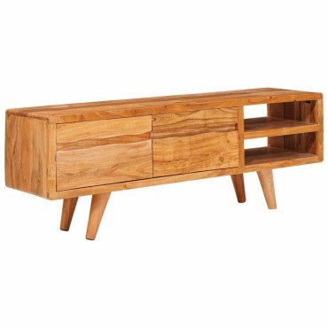 vidaXL Ντουλάπι TV με ράφι Καφέ 110x30x40cm Στερεό Ξύλο Ακακίας 1 τεμ.