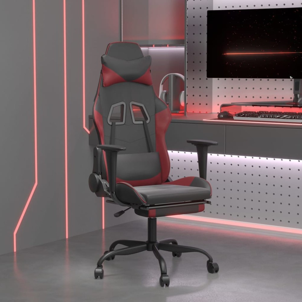 vidaXL Καρέκλα Gaming Μασάζ Υποπόδιο Μαύρο/Μπορντό από Συνθετικό Δέρμα 66x56x(120,5-131)cm 1 τεμ. vidaXL Καρέκλα Gaming Μασάζ Υποπόδιο Μαύρο/Μπορντό από Συνθετικό Δέρμα 66x56x(120,5-131)cm 1 τεμ.